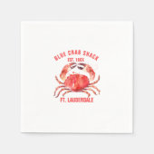 Waterverven Koraalrode krab, aangepaste tekst Servet (Voorkant)