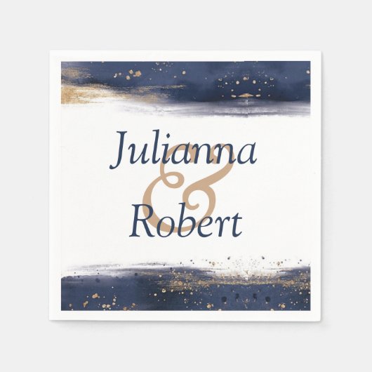 Waterverven met blauw en goudservetten servet (Voorkant)