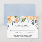 waterverven met koraalappel blauwe flora bruiloft  informatiekaartje (Voorkant / Achterkant)