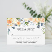 waterverven met koraalappel blauwe flora bruiloft  informatiekaartje (Staand voorkant)