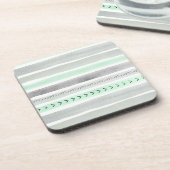 Waterverven Mint Grey Trendy Stripes Cool Pattern Drankjes Onderzetter (Linkerzijde)