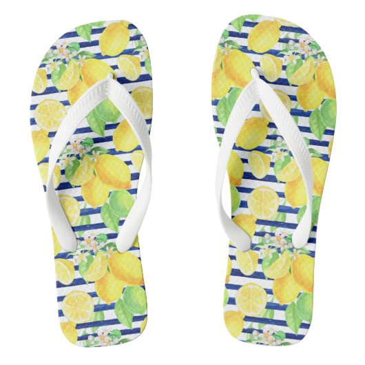  Waterverven op blauwe Stripes Summer Teenslippers (Voetbed)