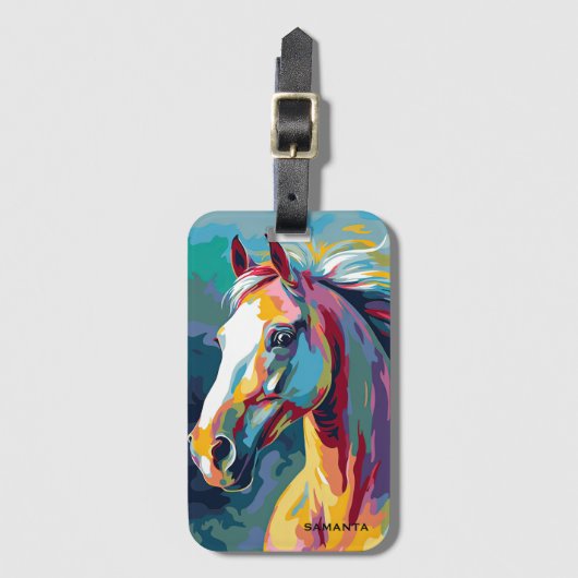 Waterverven Paardenkop Illustratie Bagagelabel (Voorkant (verticaal))