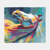 Waterverven Paardenkop Illustratie Fleece Deken (Voorkant (Horizontaal))