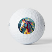 Waterverven Paardenkop Illustratie Golfballen (Voorkant)