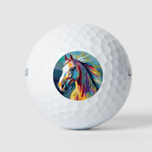 Waterverven Paardenkop Illustratie Golfballen (Voorkant)