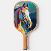 Waterverven Paardenkop Illustratie Pickleball Paddle (Achterkant)
