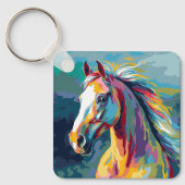 Waterverven Paardenkop Illustratie Sleutelhanger (Voorkant)