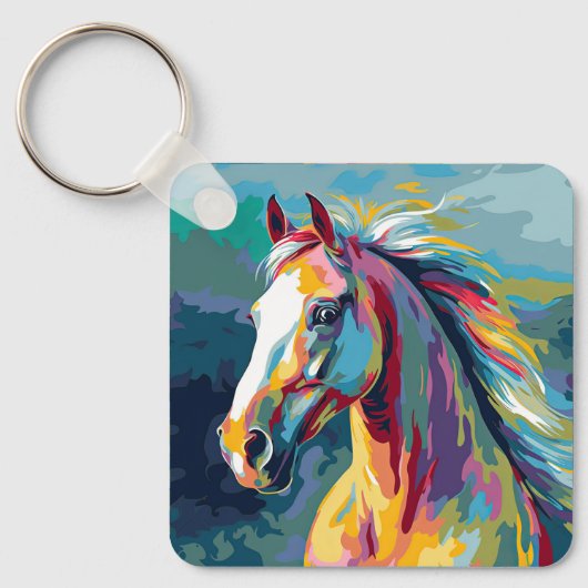 Waterverven Paardenkop Illustratie Sleutelhanger (Voorkant)