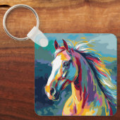 Waterverven Paardenkop Illustratie Sleutelhanger (Voorkant)