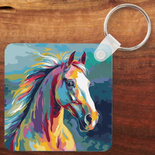 Waterverven Paardenkop Illustratie Sleutelhanger (Achterkant)