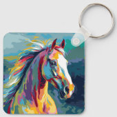 Waterverven Paardenkop Illustratie Sleutelhanger (Achterkant)