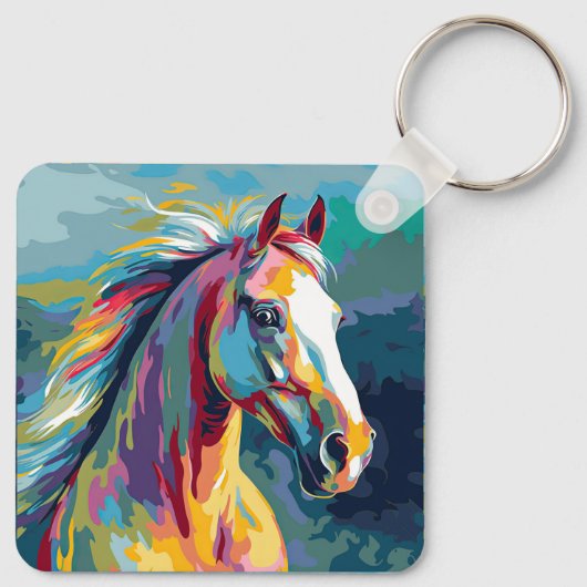 Waterverven Paardenkop Illustratie Sleutelhanger (Achterkant)