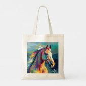 Waterverven Paardenkop Illustratie Tote Bag (Achterkant)