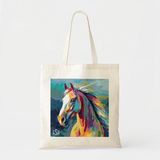 Waterverven Paardenkop Illustratie Tote Bag (Voorkant)