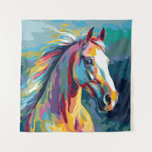 Waterverven Paardenkop Illustratie Wandkleed