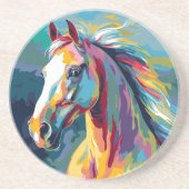 Waterverven Paardenkop Illustratie Zandsteen Onderzetter (Voorkant)