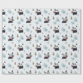 Waterverven Panda wintervakantiepatroon Cadeaupapier (Vlak)
