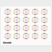 Waterverven Pastel Flowers Wreater Ronde Sticker (Vel)