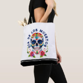 Waterverven Retro Suiker Schedel Tote Bag (Dichtbij)