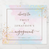 Waterverven Roze Blauwgroen Namen Cheers Verloving Sparkling Wijnetiket (Enkel label)