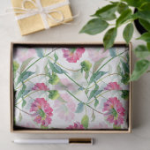 Waterverven roze en blauw-groene bloemen Patroon Tissuepapier (Geschenk)