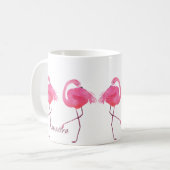 Waterverven roze flamingo's illustratie koffiemok (Voorkant links)