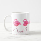 Waterverven roze flamingo's illustratie koffiemok (Links)