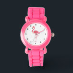 Waterverven Roze illustratie Flamingo Horloge<br><div class="desc">Eenvoudige schattige roze flamingo waterverf illustratie. Zwarte cijfers.</div>
