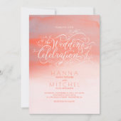 Waterverven Roze Moderne Typografie Wedding Invite Kaart (Voorkant)