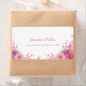 Waterverven Rozen Modern Handschrift Script Floral Etiket (Insitu)