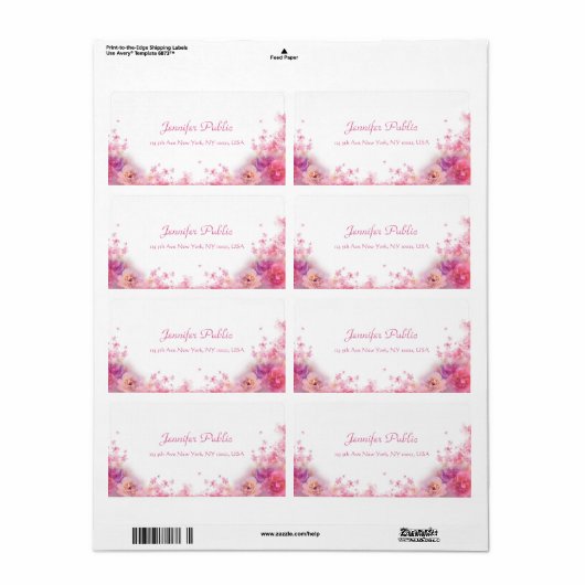 Waterverven Rozen Modern Handschrift Script Floral Etiket (Full Sheet)