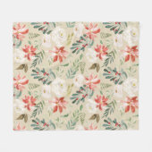 Waterverven rustiek kerstbloemenpatroon fleece deken (Voorkant (Horizontaal))