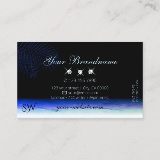 Waterverven Sky Clouds Sparking Diamonds Monogram Visitekaartje (Achterkant)