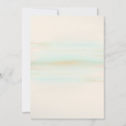 Waterverven strand bruiloft roze blauw kaart (Achterkant)