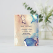  Waterverven Strand Elegant Save the Date Aankondigingskaart (Staand voorkant)