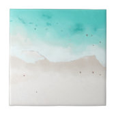 Waterverven, strand en zee, lucht tegeltje (Voorkant)