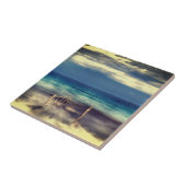 Waterverven, strand en zee, lucht tegeltje (Zijkant)