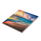 Waterverven, strand en zee, lucht tegeltje (Zijkant)