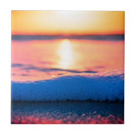 Waterverven, strand en zee, lucht tegeltje