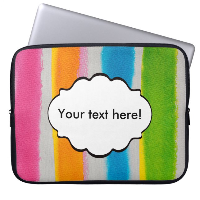 Waterverven strepen textuur laptop sleeve (Voorkant)