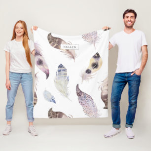 Waterverven Tribal Feathers Patroon Fleece Deken