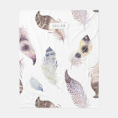 Waterverven Tribal Feathers Patroon Fleece Deken (Voorkant)