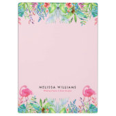Waterverven Tropische bloemen & roze flamingo's Klembord (Achterkant)
