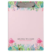 Waterverven Tropische bloemen & roze flamingo's Klembord (Voorkant)