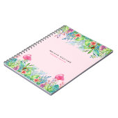 Waterverven Tropische bloemen & roze flamingo's Notitieboek (Linkerzijde)