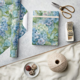 Waterverven van Blue Hydrangea Floral Cadeaupapier