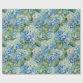 Waterverven van Blue Hydrangea Floral Cadeaupapier (Vlak)