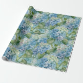 Waterverven van Blue Hydrangea Floral Cadeaupapier (Uitgerold)