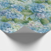 Waterverven van Blue Hydrangea Floral Cadeaupapier (Hoek)